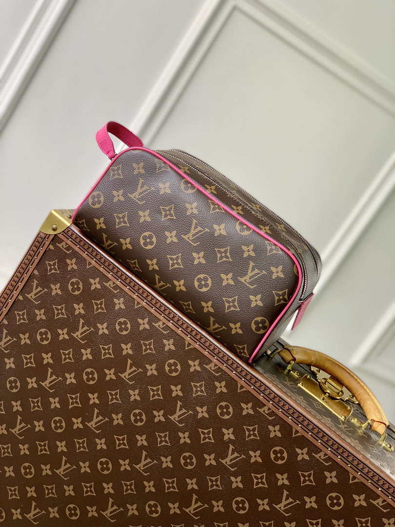 LV M12641 Louis Vuitton Locker Dopp Kit Taurillon Monogram Rose Red