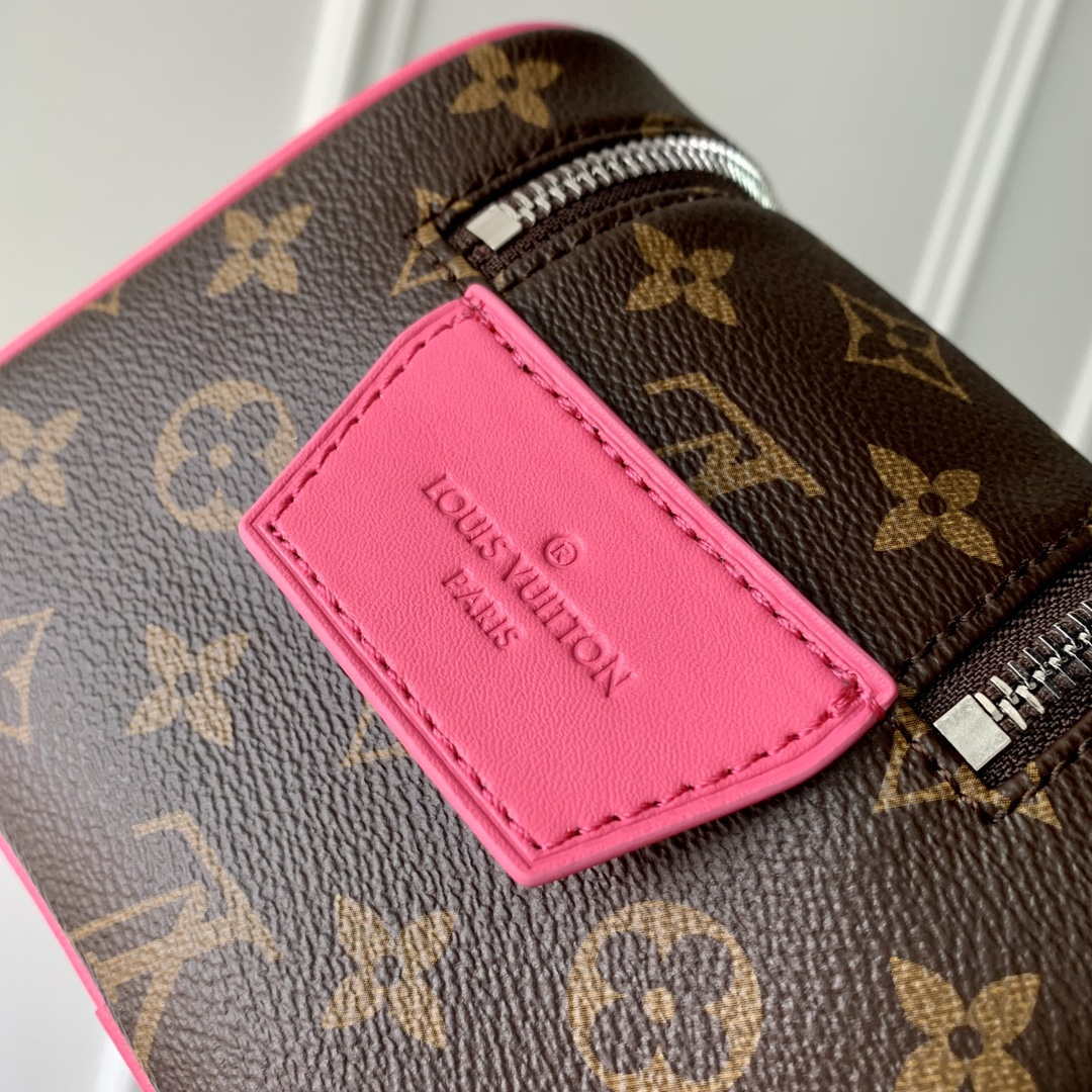 LV M12641 Louis Vuitton Locker Dopp Kit Taurillon Monogram Rose Red