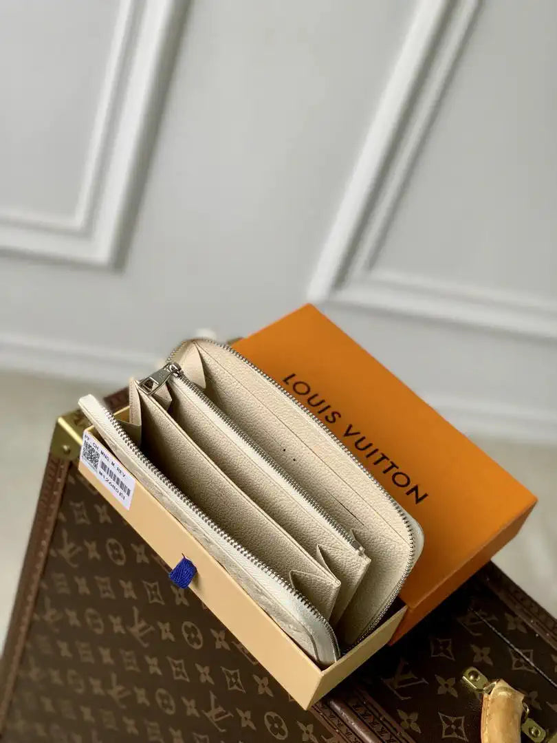 LV M12680 Louis Vuitton Zipper Wallet  Monogram Empreinte Beige