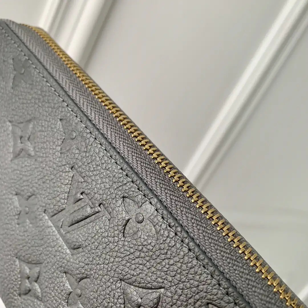 LV M12680 Louis Vuitton Zipper Wallet  Monogram Empreinte Pearl Gray