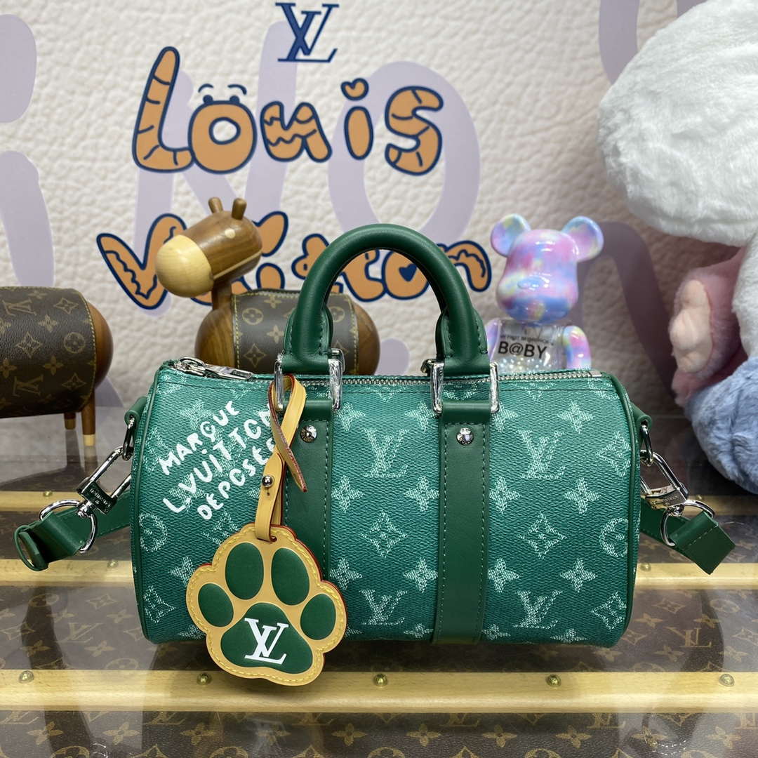 LV M12684 Louis Vuitton Keepall Bandouliere 25 City Bag Green - Default Title - View 1