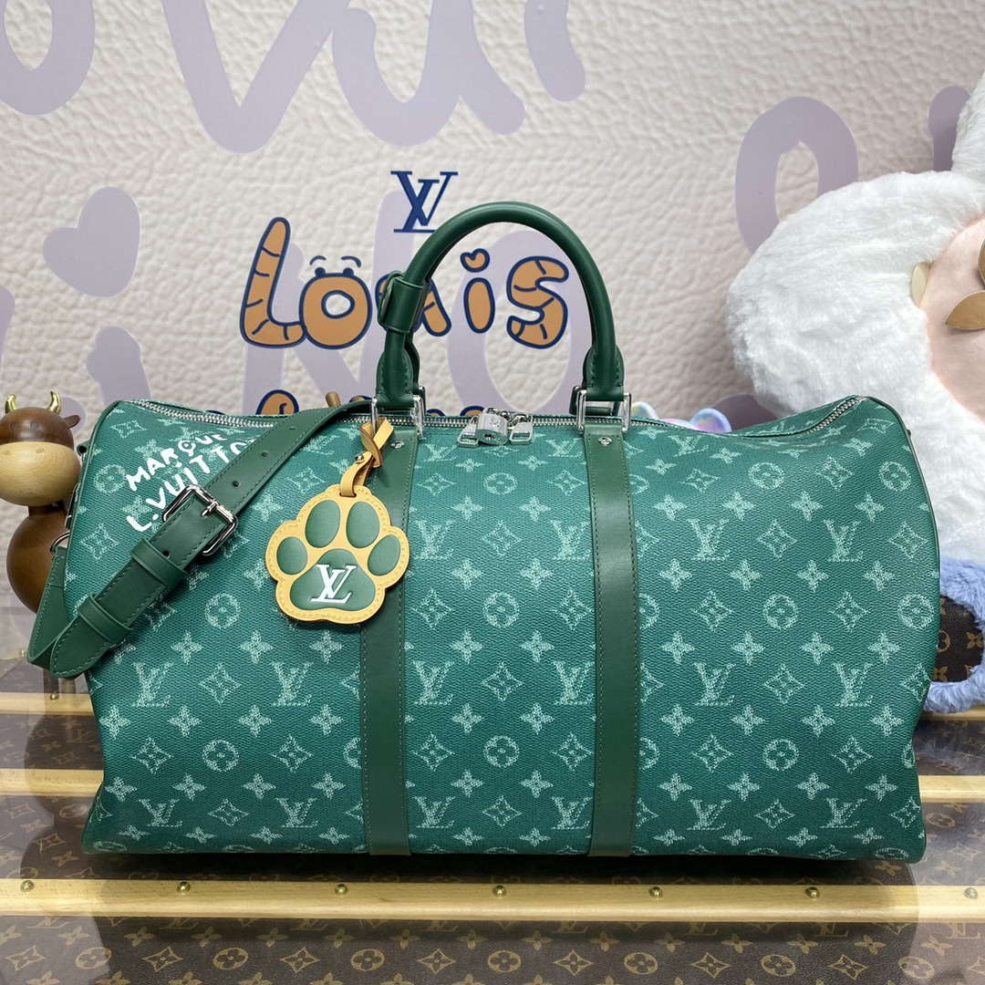LV M12687 Louis Vuitton Keepall Bandouliere 50 City Bag Green - Default Title - View 1