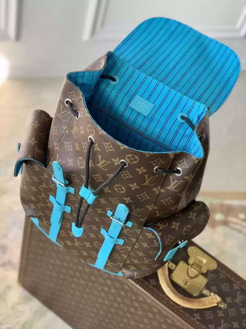 LV M12729 Louis Vuitton Christopher MM Backpack Monogram Macassar canvas