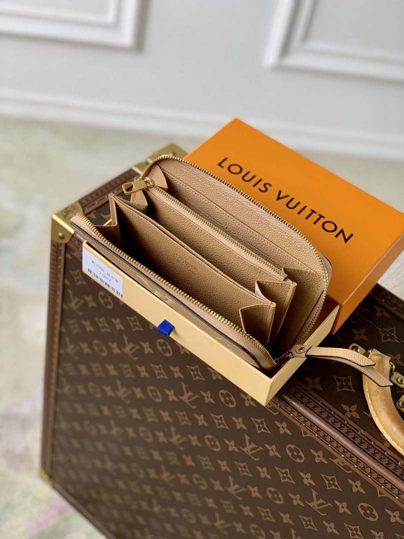 LV M12755 Louis Vuitton Zippy Wallet Sunrise Aquarelle Tan