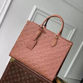 LV M12775 Louis Vuitton OnTheGo MM Bag Monogram Empreinte Brown - Default Title - View 1