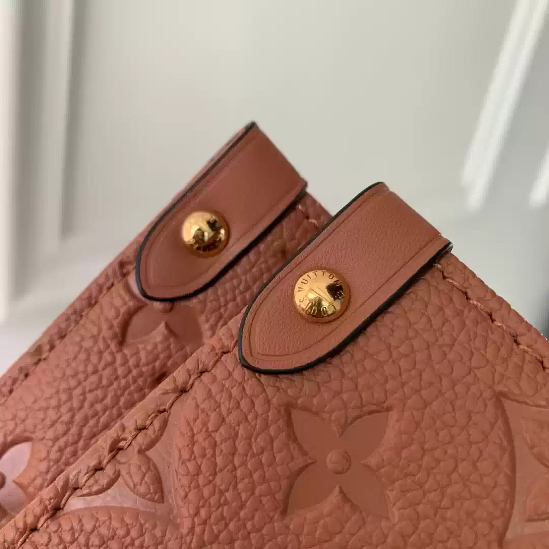 LV M12775 Louis Vuitton OnTheGo MM Bag Monogram Empreinte Brown - Default Title - View 6