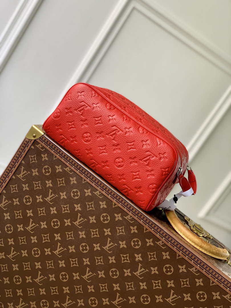 LV M12863 Louis Vuitton Locker Dopp Kit Monogram Taurillon Red