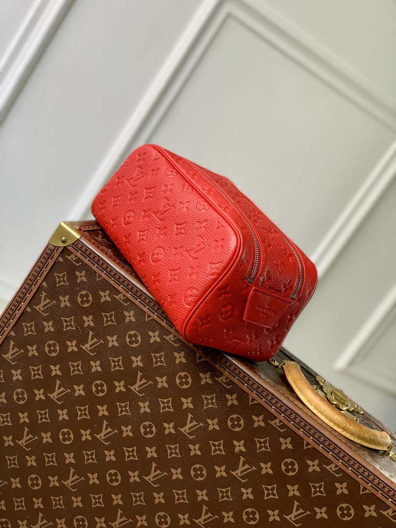 LV M12863 Louis Vuitton Locker Dopp Kit Monogram Taurillon Red