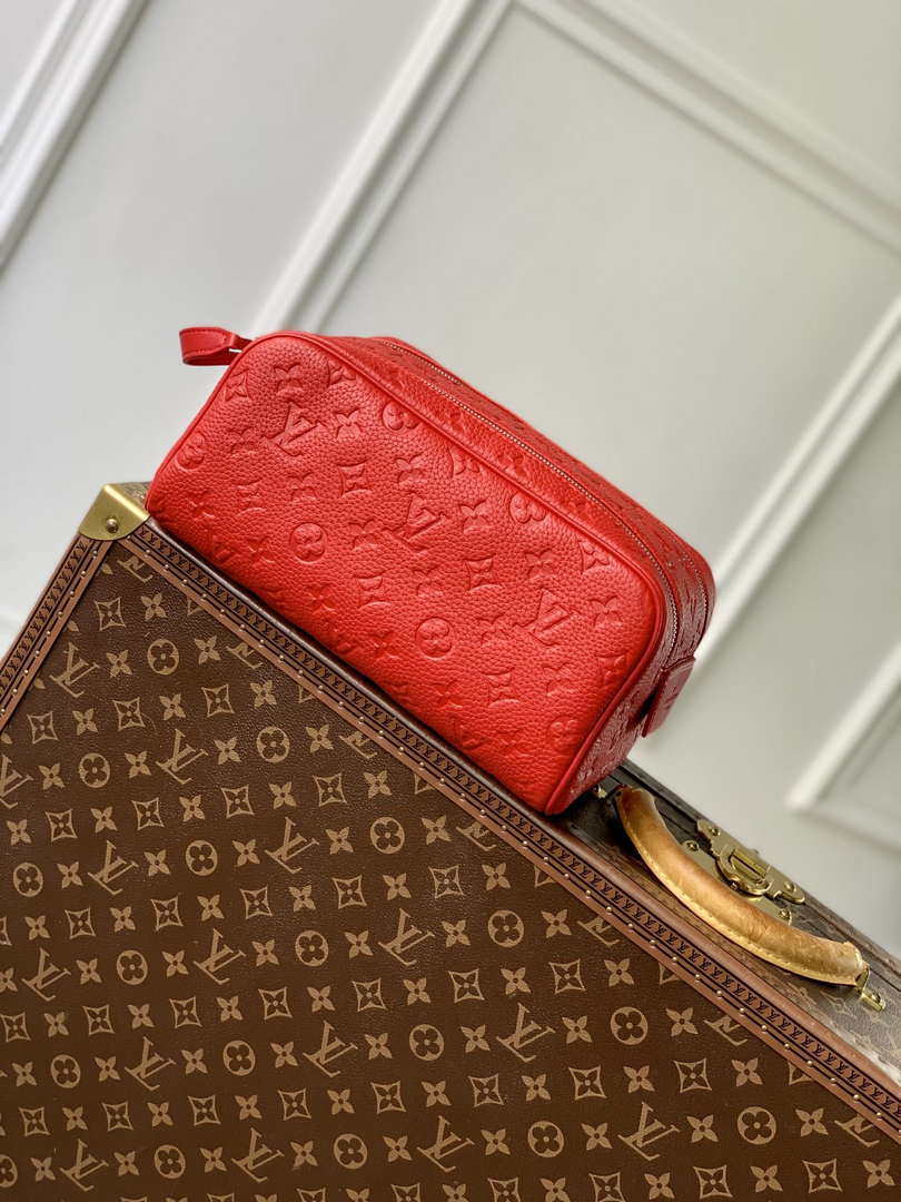 LV M12863 Louis Vuitton Locker Dopp Kit Monogram Taurillon Red
