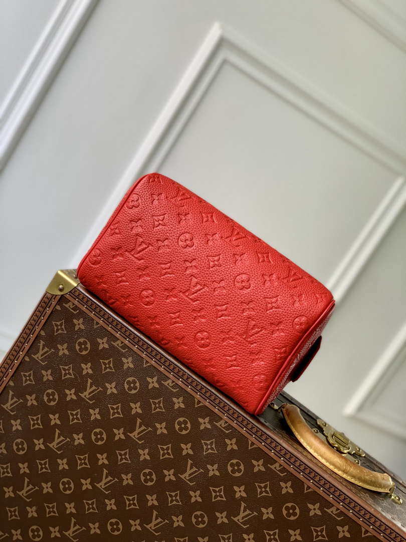 LV M12863 Louis Vuitton Locker Dopp Kit Monogram Taurillon Red