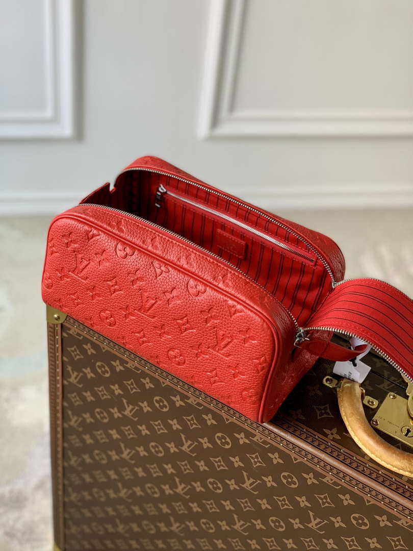 LV M12863 Louis Vuitton Locker Dopp Kit Monogram Taurillon Red