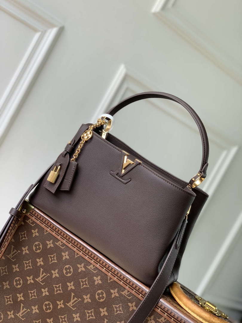 LV M12927 Louis Vuitton Capucines MM Souple Bag Chocolate Brown
