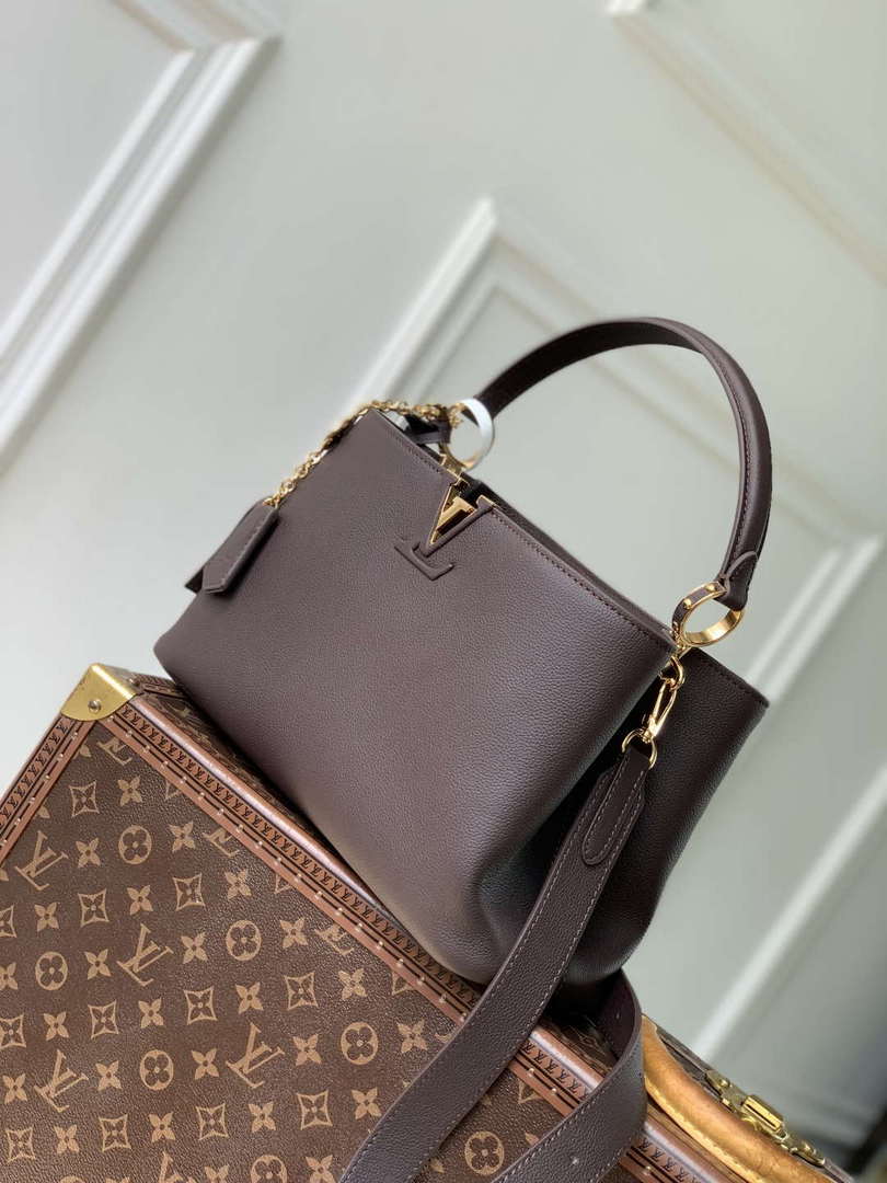 LV M12927 Louis Vuitton Capucines MM Souple Bag Chocolate Brown