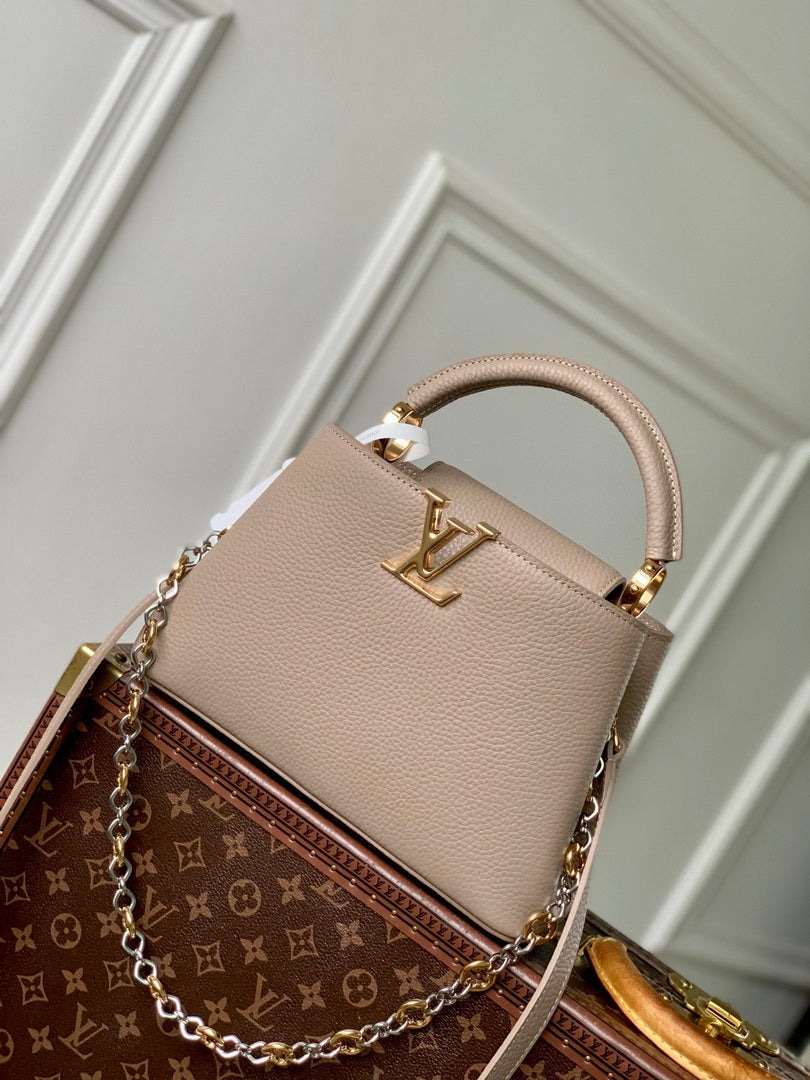 LV M12935 Louis Vuitton Capucines BB Handbag Galet Gray