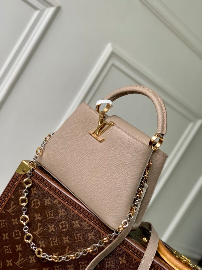 LV M12935 Louis Vuitton Capucines BB Handbag Galet Gray