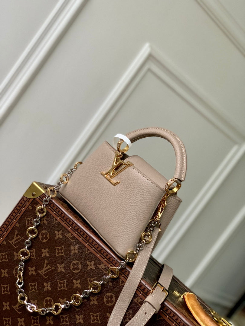 LV M12935 Louis Vuitton Capucines Mini Handbag Galet Gray