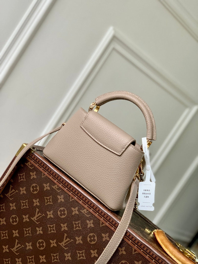 LV M12935 Louis Vuitton Capucines Mini Handbag Galet Gray