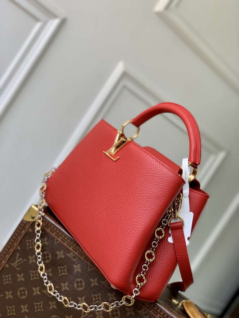 LV M12936 Louis Vuitton Capucines MM Handbag Red