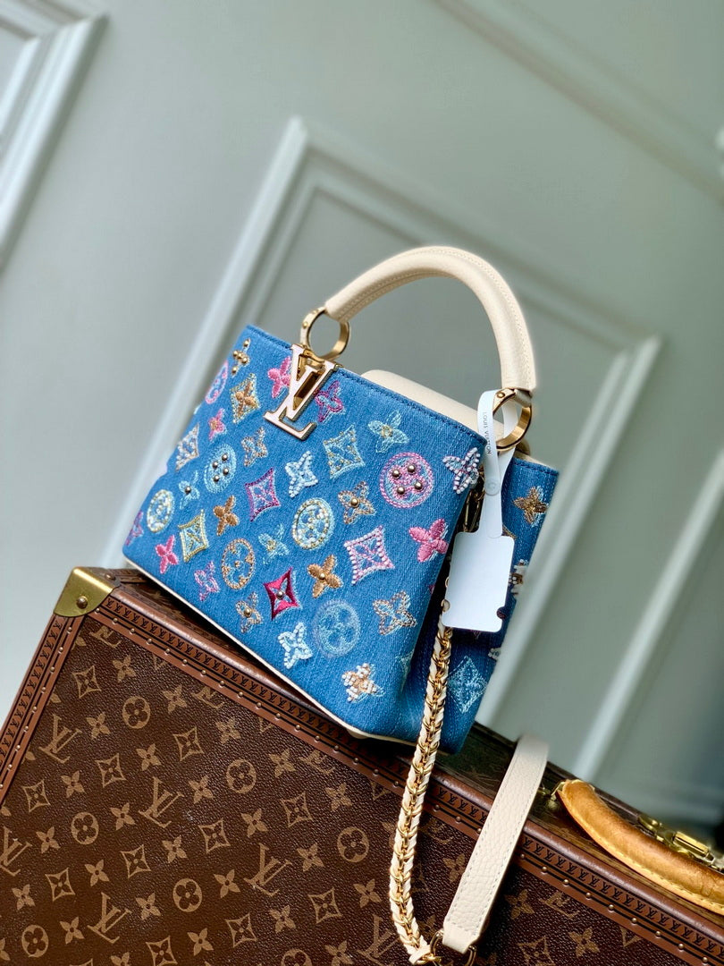 LV M12947 Louis Vuitton Capucines BB Bag Denim Blue/Cream