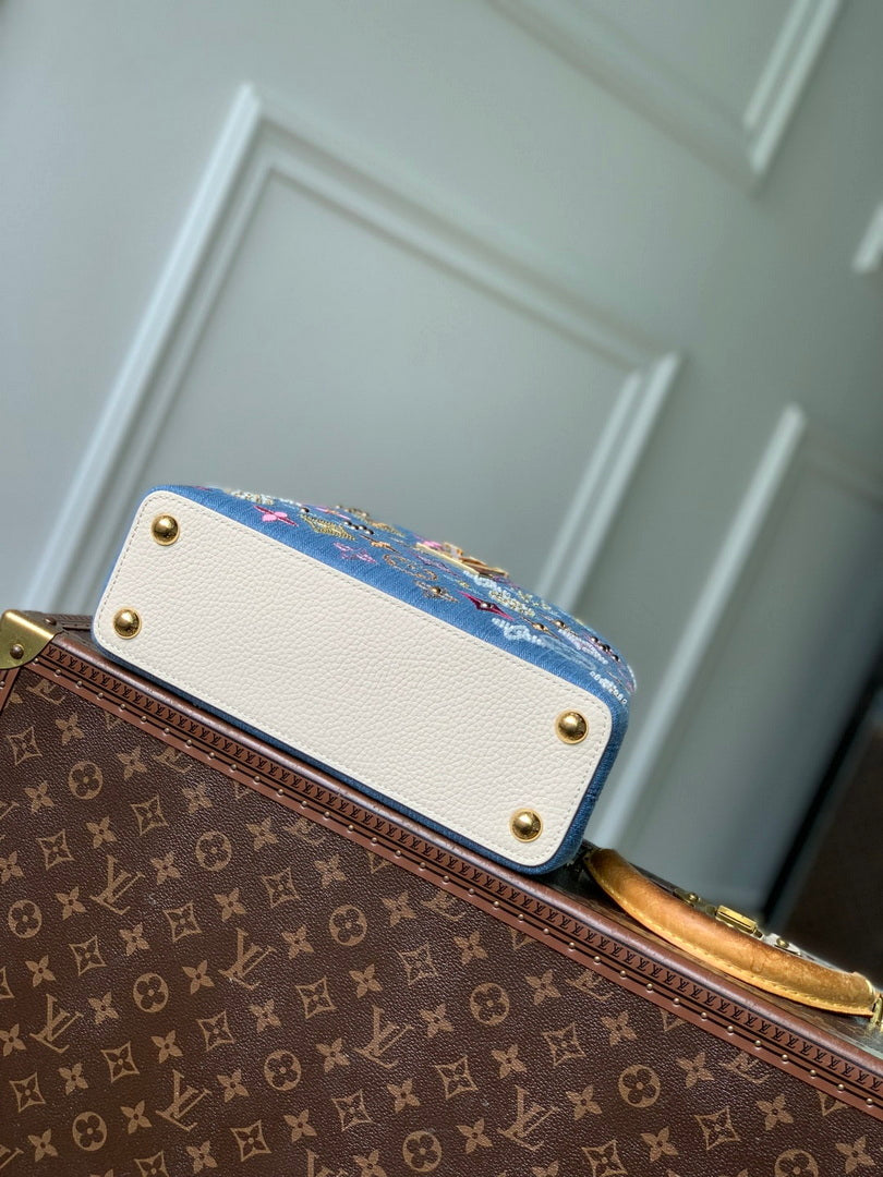 LV M12947 Louis Vuitton Capucines BB Bag Denim Blue/Cream