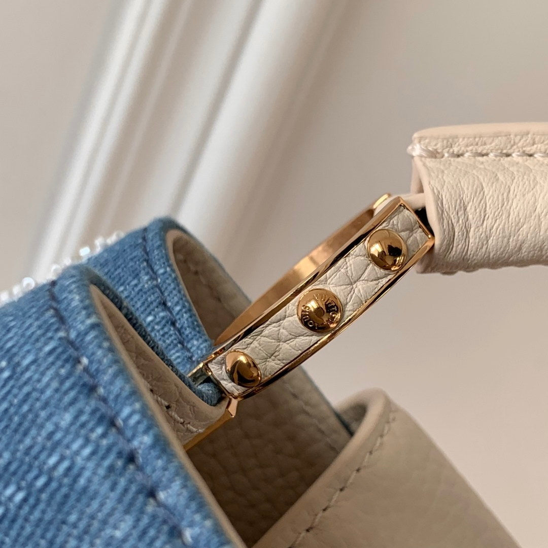LV M12947 Louis Vuitton Capucines Mini Bag Denim Blue/Cream