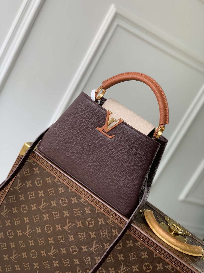 LV M12952 Louis Vuitton Capucines BB Bag Taurillon leather Chocolate Brown