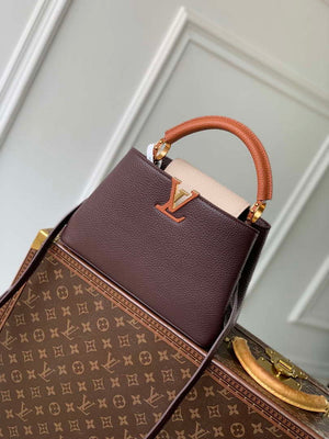 LV M12952 Louis Vuitton Capucines BB Bag Taurillon leather Chocolate Brown - Default Title - View 1