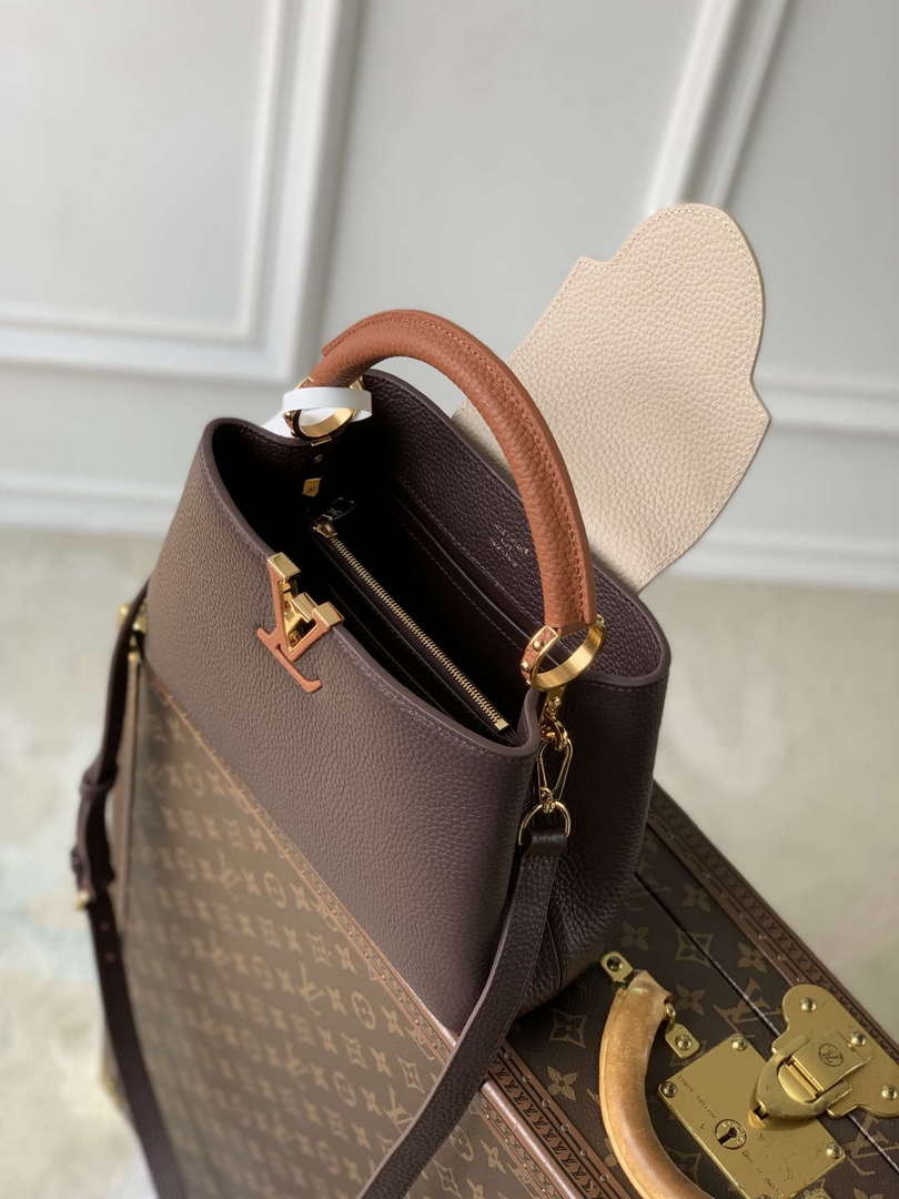 LV M12952 Louis Vuitton Capucines BB Bag Taurillon leather Chocolate Brown