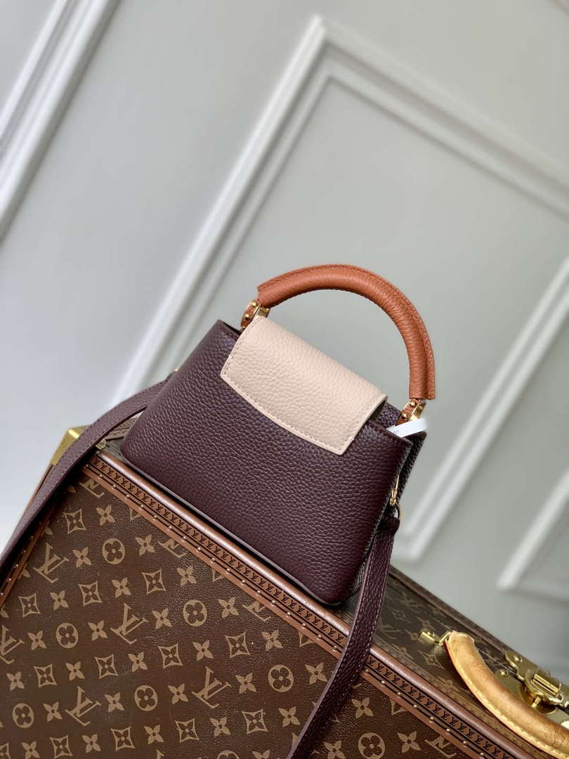 LV M12952 Louis Vuitton Capucines Mini Bag Taurillon leather Chocolate Brown