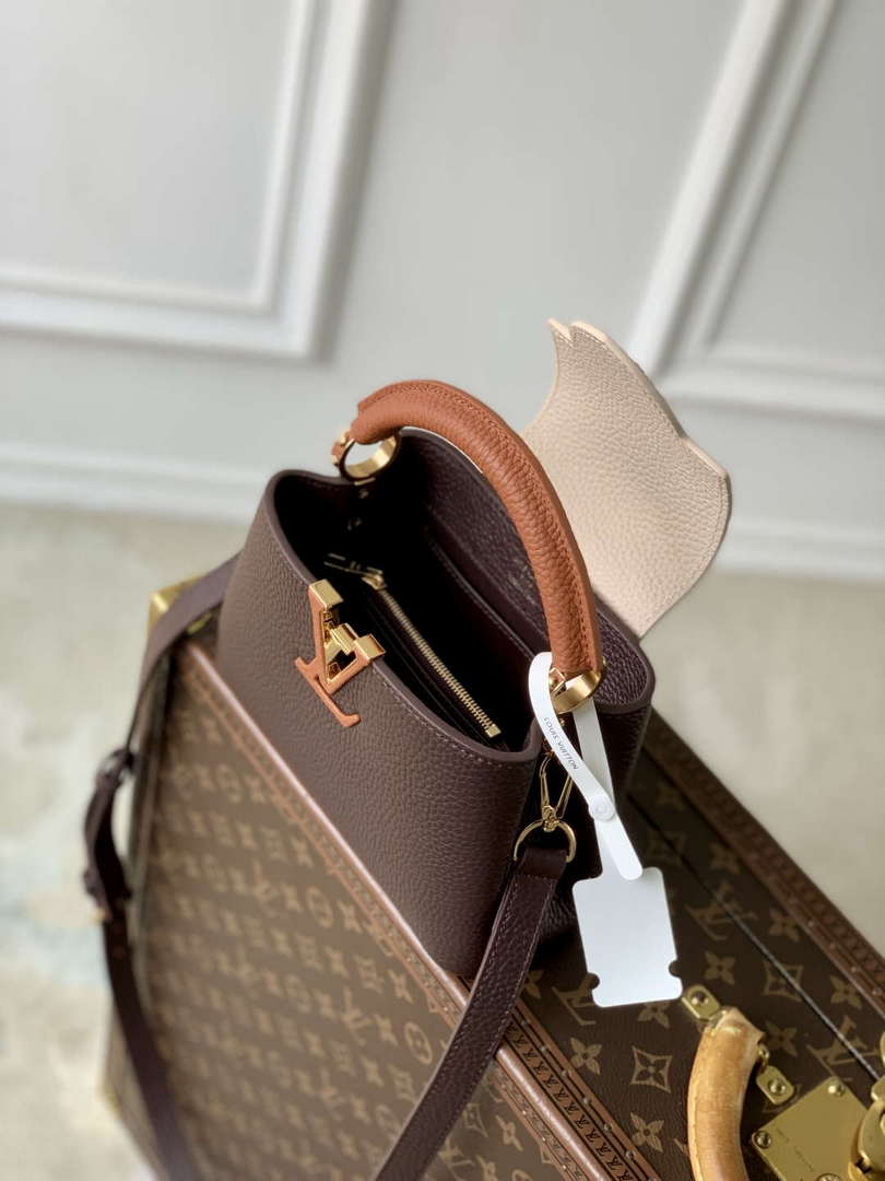 LV M12952 Louis Vuitton Capucines Mini Bag Taurillon leather Chocolate Brown