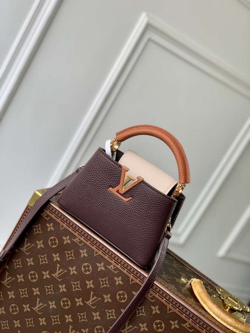 LV M12952 Louis Vuitton Capucines Mini Bag Taurillon leather Chocolate Brown - Default Title - View 8