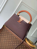 LV M12952 Louis Vuitton Capucines MM Bag Taurillon leather Chocolate Brown