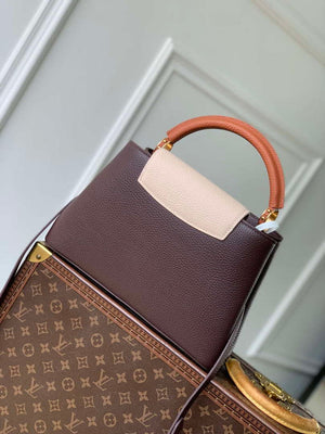 LV M12952 Louis Vuitton Capucines MM Bag Taurillon leather Chocolate Brown - Default Title - View 3