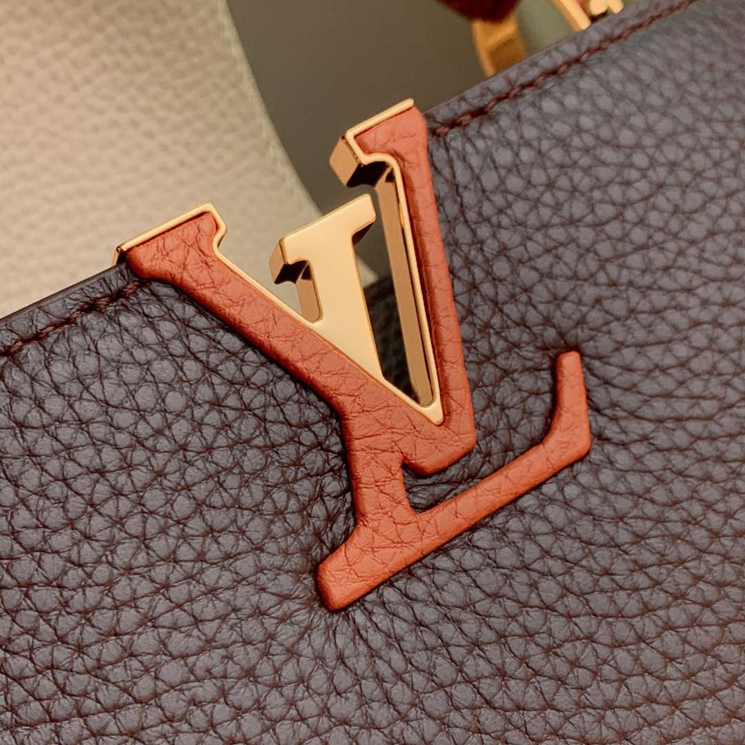 LV M12952 Louis Vuitton Capucines MM Bag Taurillon leather Chocolate Brown