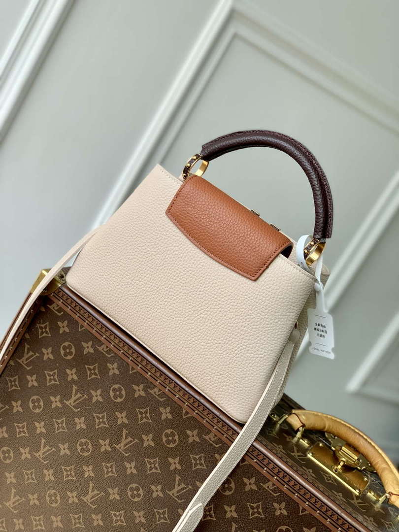 LV M12956 Louis Vuitton Capucines BB Bag Taurillon leather Galet Gray