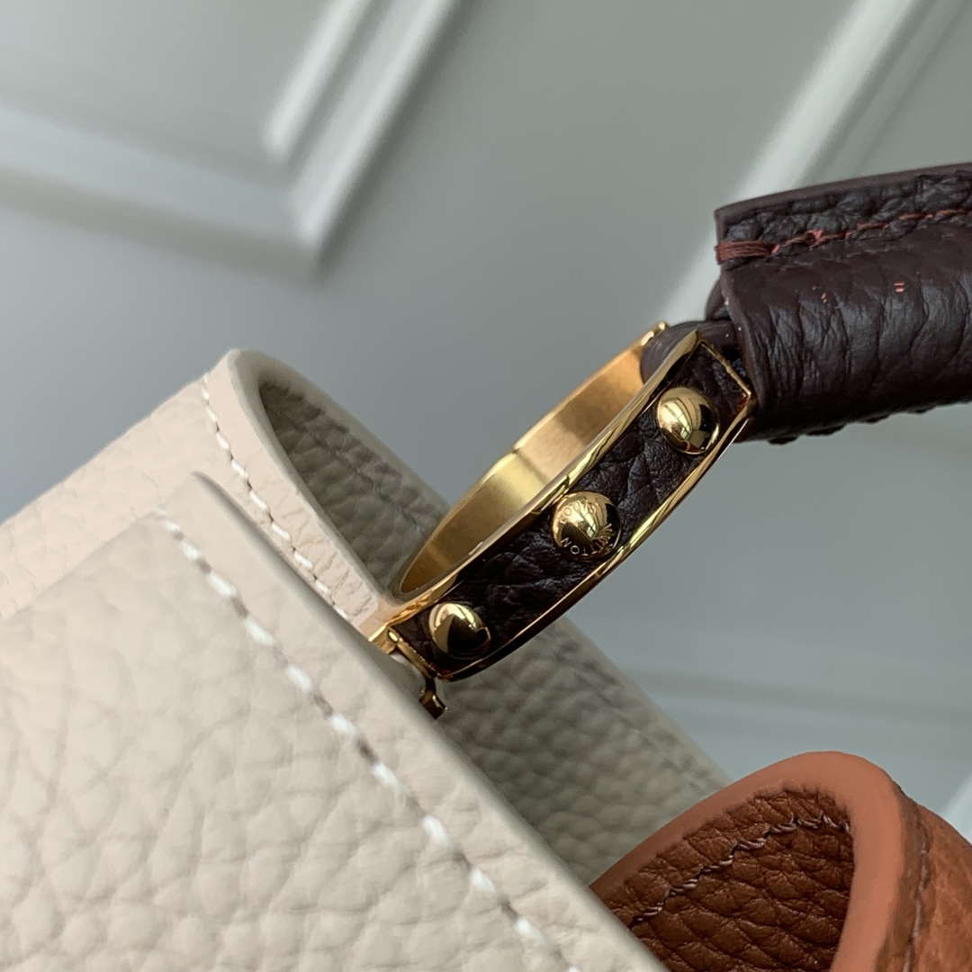 LV M12956 Louis Vuitton Capucines BB Bag Taurillon leather Galet Gray