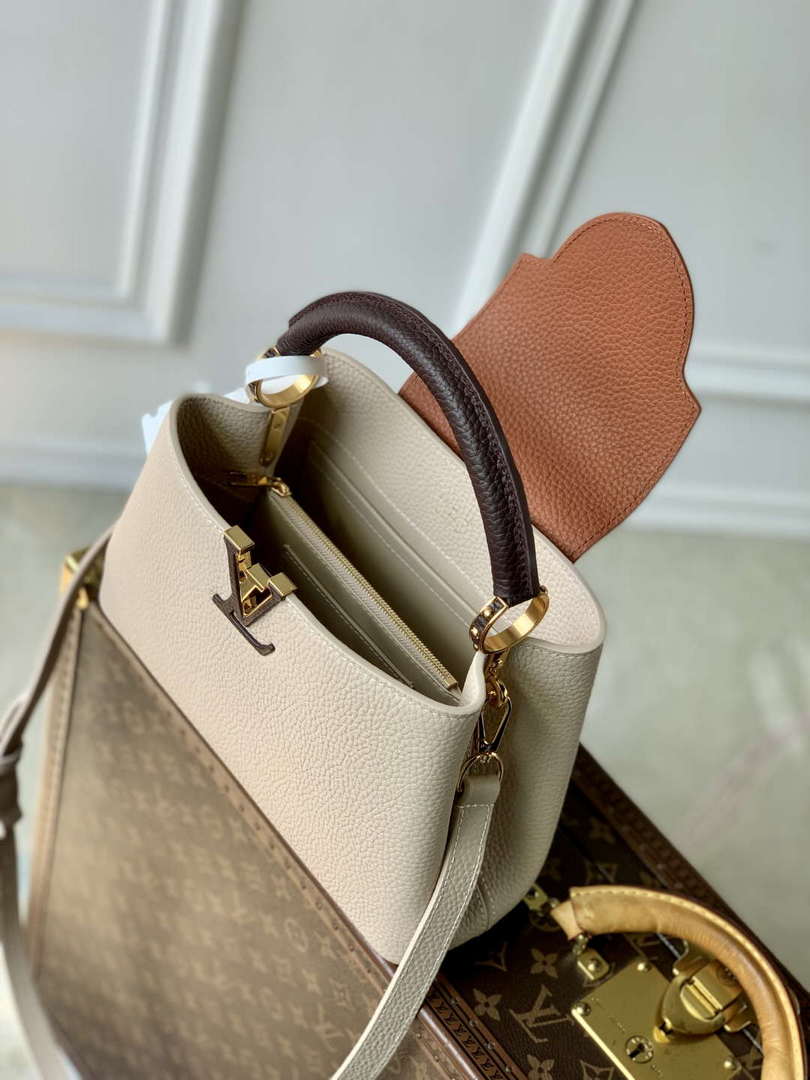 LV M12956 Louis Vuitton Capucines BB Bag Taurillon leather Galet Gray