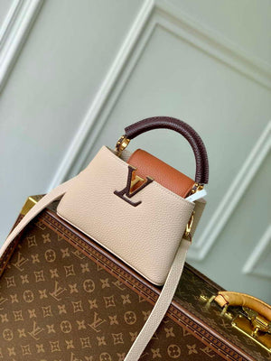 LV M12956 Louis Vuitton Capucines Mini Bag Taurillon leather Galet Gray - Default Title - View 1