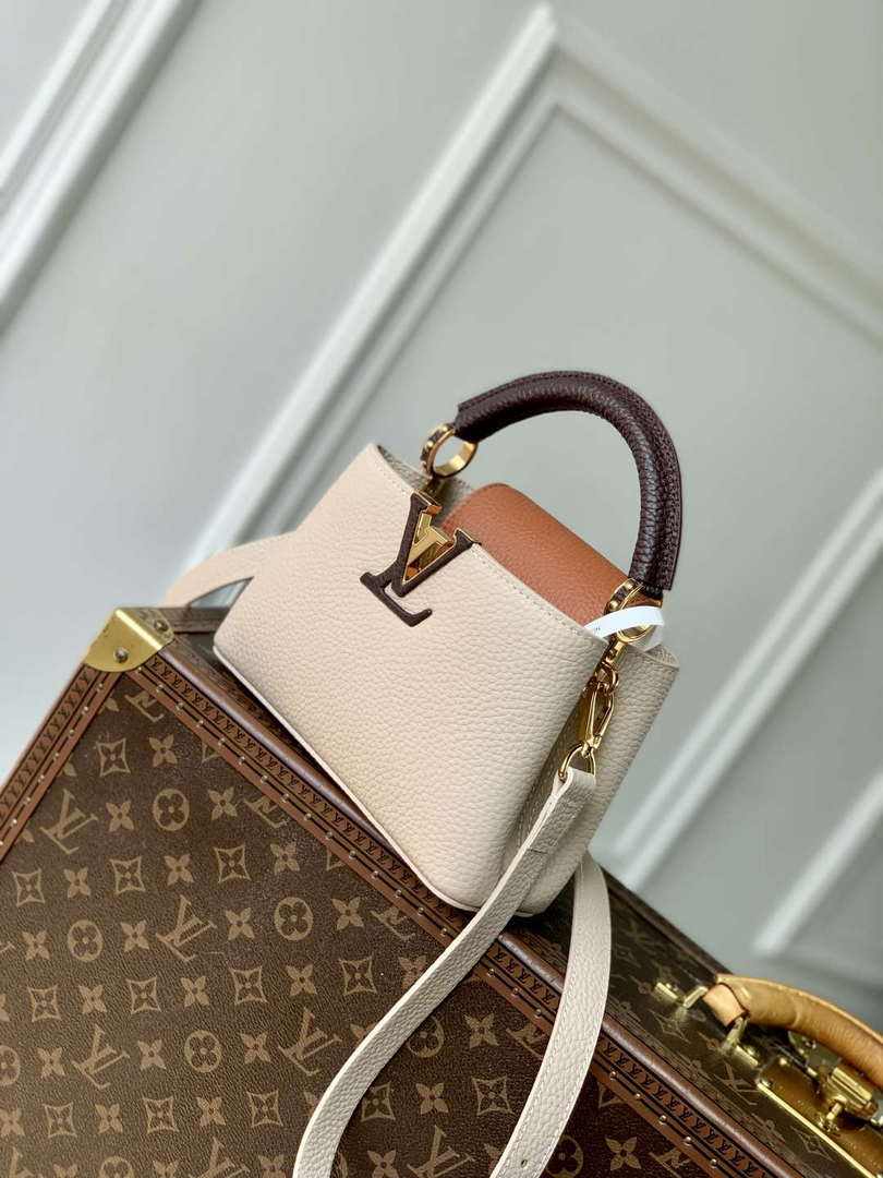 LV M12956 Louis Vuitton Capucines Mini Bag Taurillon leather Galet Gray