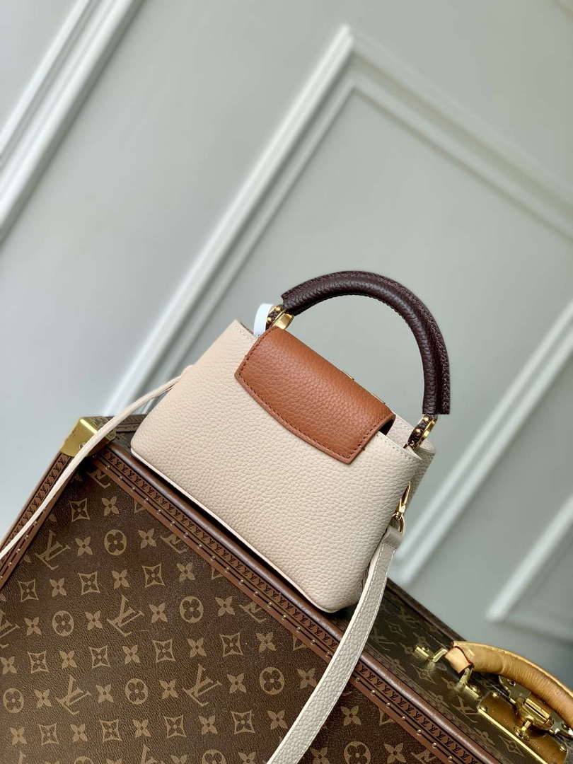 LV M12956 Louis Vuitton Capucines Mini Bag Taurillon leather Galet Gray
