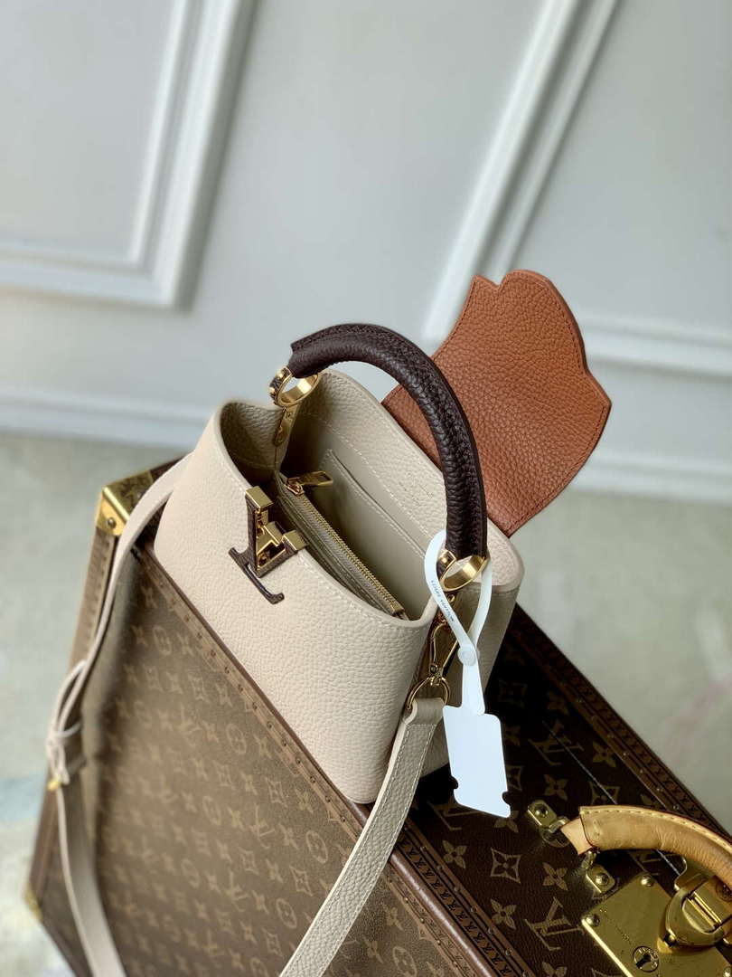 LV M12956 Louis Vuitton Capucines Mini Bag Taurillon leather Galet Gray