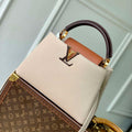 LV M12956 Louis Vuitton Capucines MM Bag Taurillon leather Galet Gray - Default Title - View 1