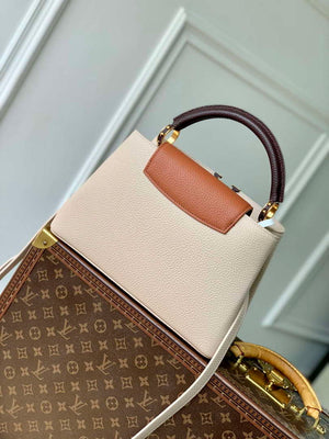 LV M12956 Louis Vuitton Capucines MM Bag Taurillon leather Galet Gray - Default Title - View 3