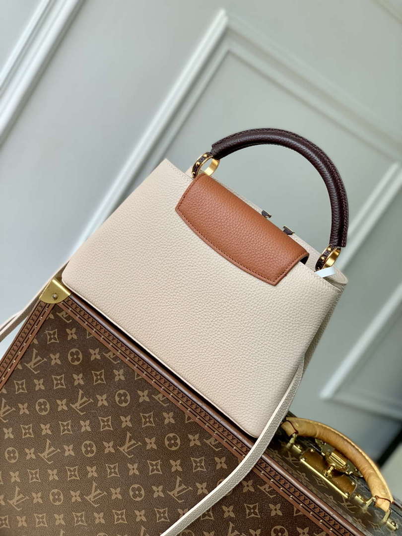 LV M12956 Louis Vuitton Capucines MM Bag Taurillon leather Galet Gray - Default Title - View 3