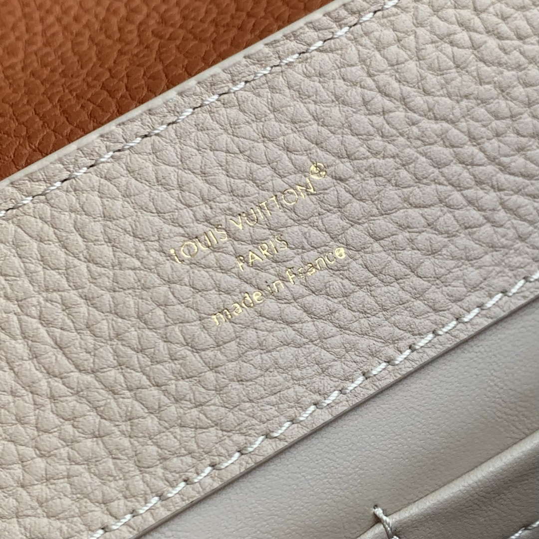 LV M12956 Louis Vuitton Capucines MM Bag Taurillon leather Galet Gray