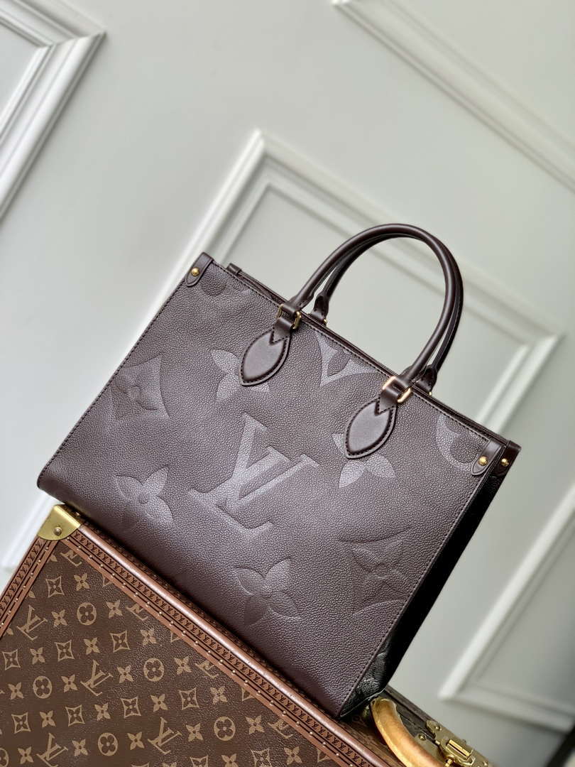 LV M12967 Louis Vuitton OnTheGo MM Handbag Chocolate Brown