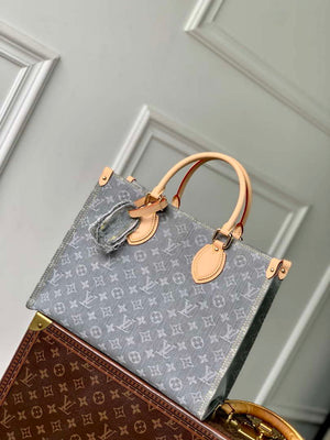 LV M13189 Louis Vuitton OnTheGo MM Bag Washed Gray - Default Title - View 1