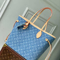 LV M13192 Louis Vuitton Neverfull MM Tote Bag Denim Blue - Default Title - View 1