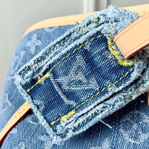 LV M13192 Louis Vuitton Neverfull MM Tote Bag Denim Blue - Default Title - View 5