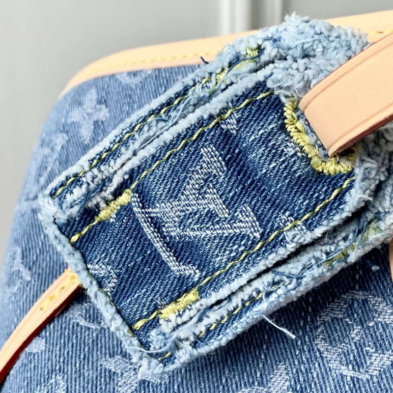 LV M13192 Louis Vuitton Neverfull MM Tote Bag Denim Blue - Default Title - View 5